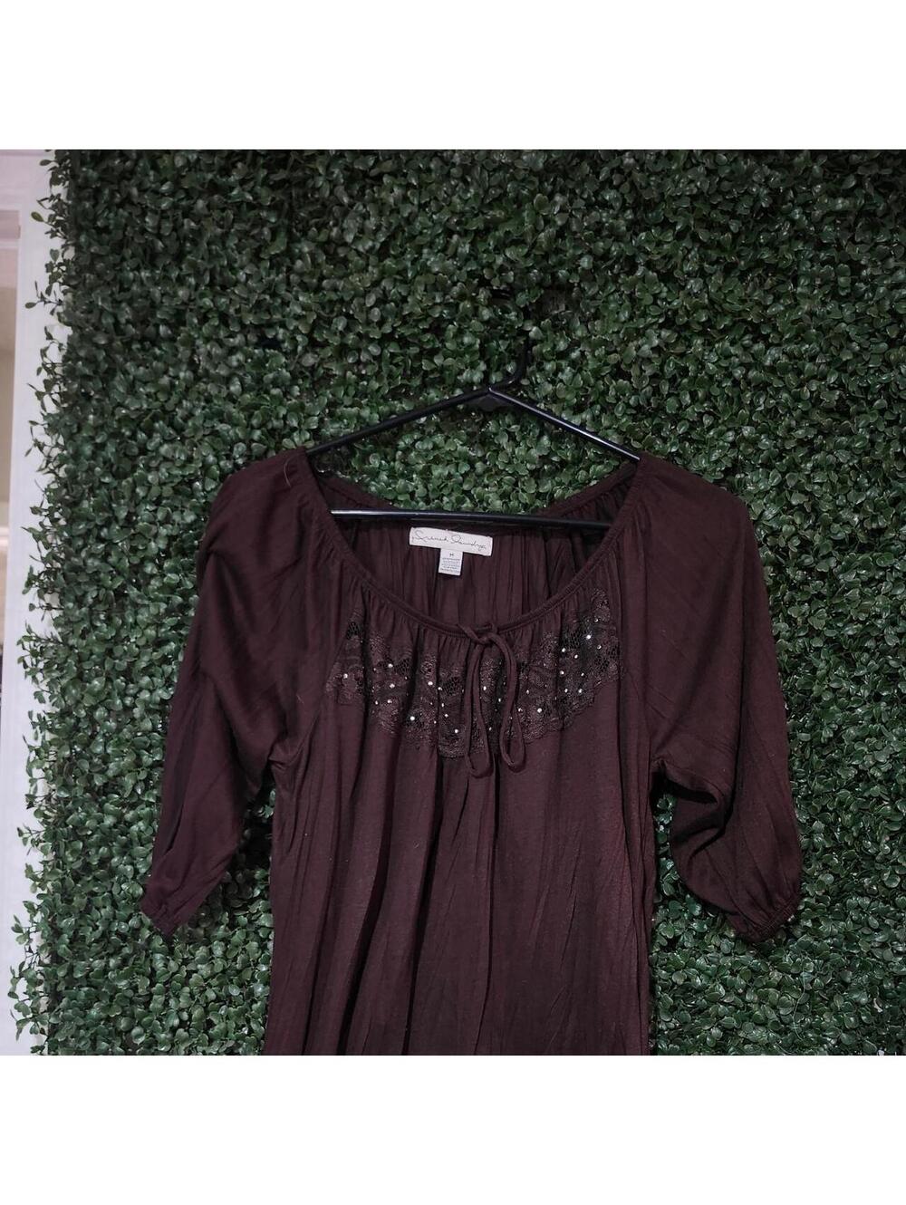 French Laundry Women's Brown and Burgundy Blous